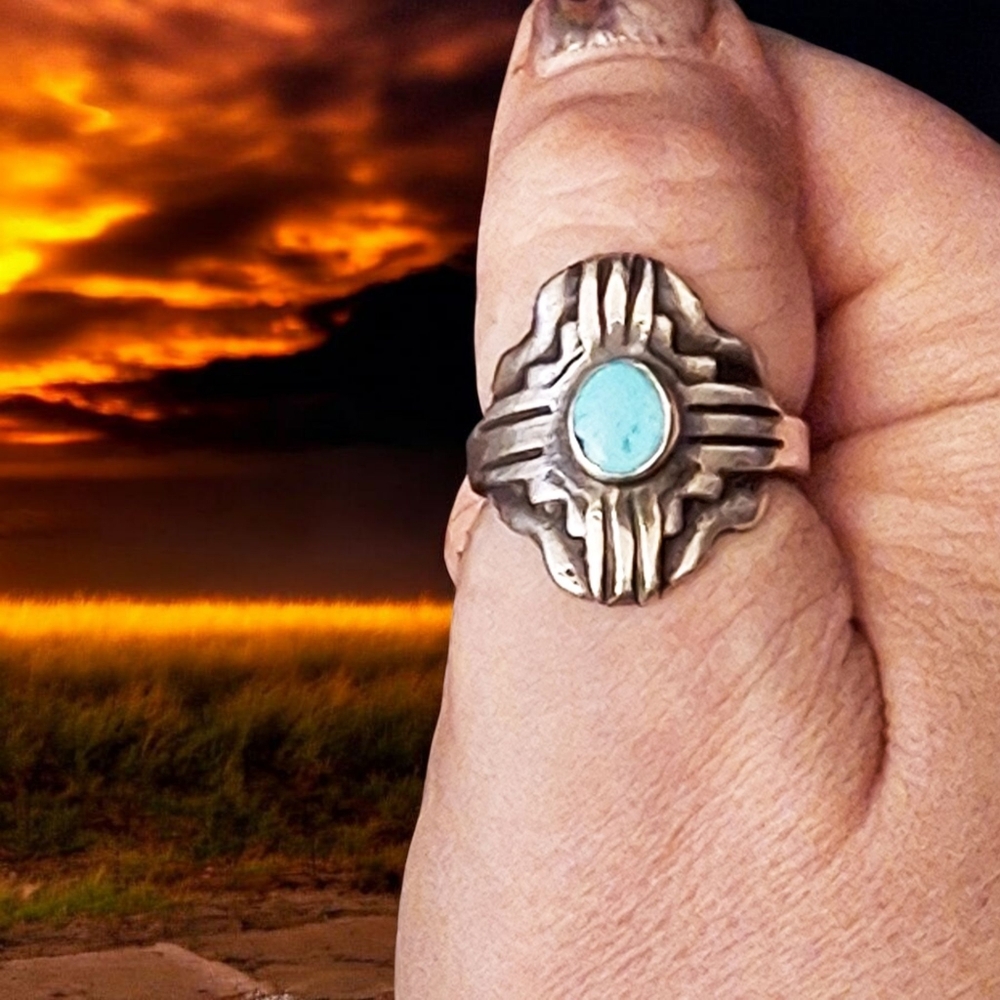 Zia Chimney Butte Sterling Silver and Turquoise Ring